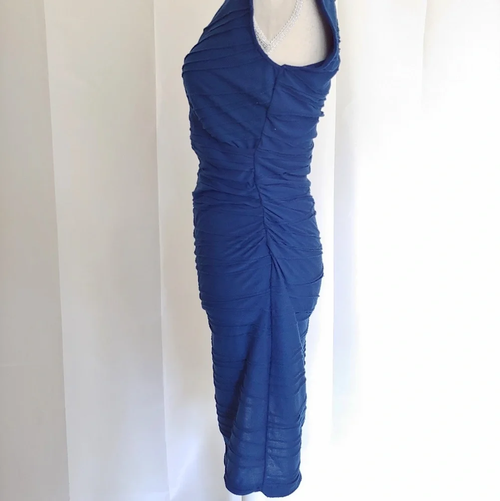 Max Studio Blue Ruched Dress - Picture 4 of 8